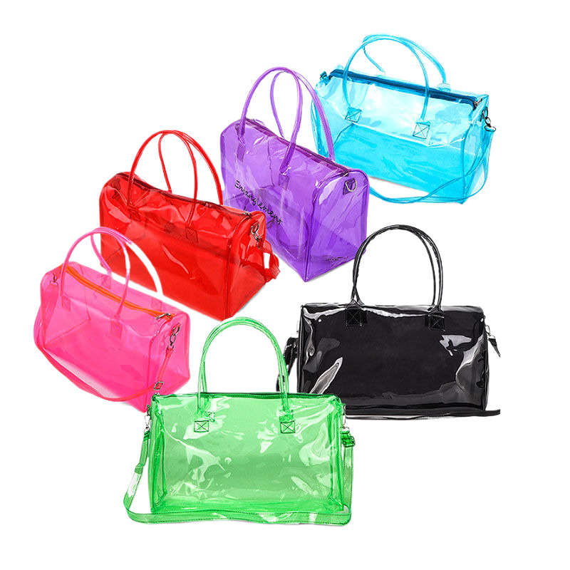 Custom Clear PVC Tote Bag Large Sports Duffel Bag Bright Candy Color Jelly Bag